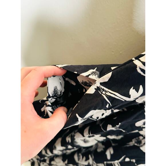 JASON WU Black White Brushstroke Floral 100% Cotton Button Placket Dress Size 2 - Picture 9 of 13